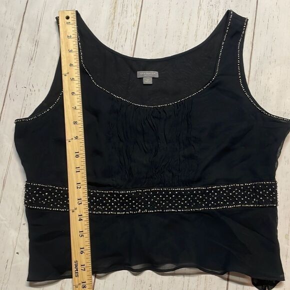 Ann Taylor petite women’s black sheer sleeveless top. Size 10P - Picture 3 of 5